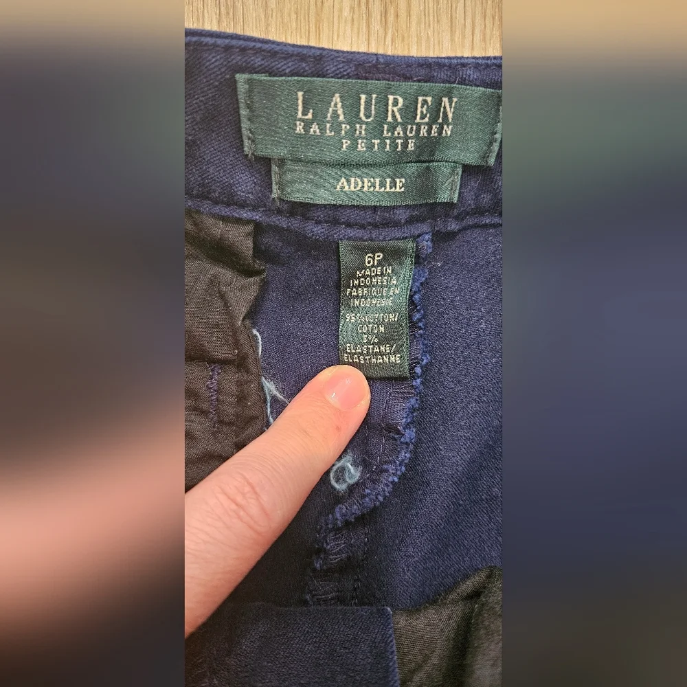 Lauren Ralph Lauren Adelle Pants Size 6P Navy Blue Straight Leg Trouser Stretch